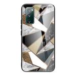 For Samsung Galaxy S20 FE Abstract Marble Pattern Glass Protective Case(Rhombus Golden)