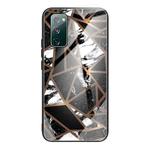 For Samsung Galaxy S20 FE Abstract Marble Pattern Glass Protective Case(Rhombus Black)