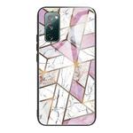 For Samsung Galaxy S20 FE Abstract Marble Pattern Glass Protective Case(Rhombus White Purple)
