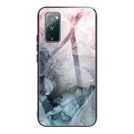 For Samsung Galaxy S20 FE Abstract Marble Pattern Glass Protective Case(Abstract Light Pink)