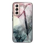 For Samsung Galaxy S21+ 5G Abstract Marble Pattern Glass Protective Case(Abstract Black)