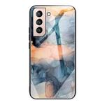 For Samsung Galaxy S21+ 5G Abstract Marble Pattern Glass Protective Case(Abstract Blue)