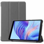 For Huawei Honor X7 / MatePad T8 Custer Painted TPU Smart Tablet Leather Case with Tri-Fold Bracket(Gray)