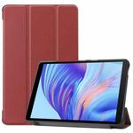 For Huawei Honor X7 / MatePad T8 Custer Painted TPU Smart Tablet Leather Case with Tri-Fold Bracket(Wine Red)