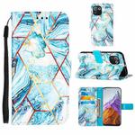For Xiaomi Mi 11 Pro Marble Stitching Horizontal Flip PU Leather Case with Holder & Card Slots & Wallet & Lanyard(Blue)