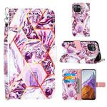 For Xiaomi Mi 11 Pro Marble Stitching Horizontal Flip PU Leather Case with Holder & Card Slots & Wallet & Lanyard(Purple)