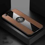 For OPPO A5 XINLI Stitching Cloth Textue Shockproof TPU Protective Case with Ring Holder(Brown)