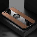 For OPPO A57 XINLI Stitching Cloth Textue Shockproof TPU Protective Case with Ring Holder(Brown)