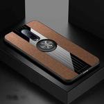 For OPPO R17 Pro XINLI Stitching Cloth Textue Shockproof TPU Protective Case with Ring Holder(Brown)