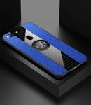 For OPPO R11S Plus XINLI Stitching Cloth Textue Shockproof TPU Protective Case with Ring Holder(Blue)