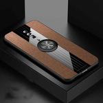 For OPPO Reno 10x Zoom XINLI Stitching Cloth Textue Shockproof TPU Protective Case with Ring Holder(Brown)