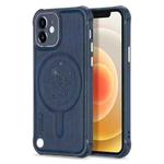 For iPhone 11 Pro Astronaut Pattern Electroplating Push Button Shockproof TPU Magsafe Case (Navy Blue)