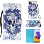 For Samsung Galaxy A22 5G (US) 3D Painting Horizontal Flip Leather Case with Holder & Card Slot & Wallet & Lanyard(Cloud Ghost Head)