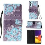For Samsung Galaxy A82 5G 3D Painting Horizontal Flip Leather Case with Holder & Card Slot & Wallet & Lanyard(Blue Flower)