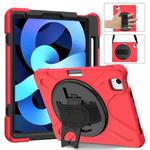 Shockproof Colorful Silicone + PC Protective Case with Holder & Shoulder Strap & Hand Strap For iPad Pro 11 2022 / 2021 / 2020 / 2018 /  Air 4 2020 (Red)