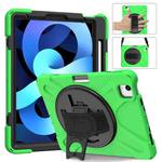 Shockproof Colorful Silicone + PC Protective Case with Holder & Shoulder Strap & Hand Strap For iPad Pro 11 2022 / 2021 / 2020 / 2018 /  Air 4 2020 (Green)