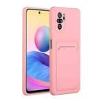 For Xiaomi Redmi Note 10 Card Slot Design Shockproof TPU Protective Case(Pink)