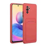 For Xiaomi Redmi Note 10 5G Card Slot Design Shockproof TPU Protective Case(Plum Red)