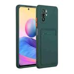 For Xiaomi Redmi Note 10 Pro Card Slot Design Shockproof TPU Protective Case(Dark Green)