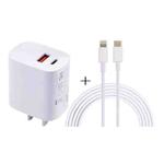 U087 20W USB-C / Type-C + USB Ports Charger with 100W Type-C to 8 Pin Fast Charging Cable 2m, US Plug
