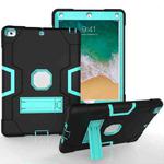 Contrast Color Robot Shockproof Silicone + PC Protective Case with Holder For iPad 9.7 (2017) / (2018)(Black + Mint Green)