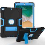 Contrast Color Robot Shockproof Silicone + PC Protective Case with Holder For iPad 9.7 (2017) / (2018)(Black + Blue)