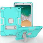 Contrast Color Robot Shockproof Silicone + PC Protective Case with Holder For iPad 9.7 (2017) / (2018)(Grey + Mint Green)