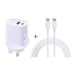 E087 20W USB-C / Type-C + USB Ports Charger with 100W Type-C to Type-C Fast Charging Cable 1m, UK Plug