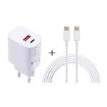 T087 20W USB-C / Type-C + USB Ports Charger with 100W Type-C to Type-C Fast Charging Cable 1m, EU Plug