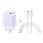 E087 20W USB-C / Type-C + USB Ports Charger with 100W Type-C to Type-C Fast Charging Cable 2m, UK Plug