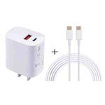 U087 20W USB-C / Type-C + USB Ports Charger with 100W Type-C to Type-C Fast Charging Cable 2m, US Plug