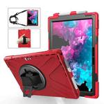 For Microsoft Surface Pro 4 / 5 Shockproof Colorful Silicone + PC Protective Case with Holder & Hand Strap & Pen Slot(Red)