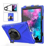 For Microsoft Surface Pro 4 / 5 Shockproof Colorful Silicone + PC Protective Case with Holder & Hand Strap & Pen Slot(Blue)
