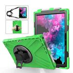 For Microsoft Surface Pro 4 / 5 Shockproof Colorful Silicone + PC Protective Case with Holder & Hand Strap & Pen Slot(Green)