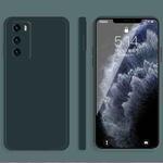 For Huawei P40 Solid Color Imitation Liquid Silicone Straight Edge Dropproof Full Coverage Protective Case(Dark Green)