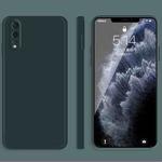 For Huawei P20 Solid Color Imitation Liquid Silicone Straight Edge Dropproof Full Coverage Protective Case(Dark Green)
