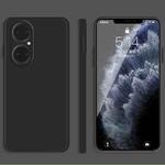 For Huawei P50 Solid Color Imitation Liquid Silicone Straight Edge Dropproof Full Coverage Protective Case(Black)
