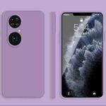 For Huawei P50 Pro Solid Color Imitation Liquid Silicone Straight Edge Dropproof Full Coverage Protective Case(Purple)