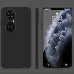 For Huawei P50 Pro Solid Color Imitation Liquid Silicone Straight Edge Dropproof Full Coverage Protective Case(Black)