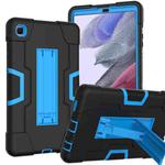 For Samsung Galaxy Tab A7 Lite T225 Contrast Color Robot Shockproof Silicone + PC Protective Case with Holder(Black + Blue)