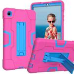 For Samsung Galaxy Tab A7 10.4 (2020) Contrast Color Robot Shockproof Silicone + PC Protective Case with Holder(Rose Red + Blue)