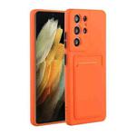 For Samsung Galaxy S21 Ultra 5G Card Slot Design Shockproof TPU Protective Case(Orange)