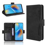 For OPPO A74 4G / F19 4G Skin Feel Calf Pattern Horizontal Flip Leather Case with Holder & Card Slots & Photo Frame(Black)