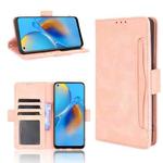 For OPPO A74 4G / F19 4G Skin Feel Calf Pattern Horizontal Flip Leather Case with Holder & Card Slots & Photo Frame(Pink)