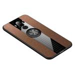 For Huawei Mate 9 XINLI Stitching Cloth Textue Shockproof TPU Protective Case with Ring Holder(Brown)
