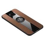 For Huawei Mate 20 Pro XINLI Stitching Cloth Textue Shockproof TPU Protective Case with Ring Holder(Brown)