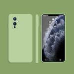 For OnePlus 9 Solid Color Imitation Liquid Silicone Straight Edge Dropproof Full Coverage Protective Case(Matcha Green)