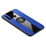 For Huawei nova 5i XINLI Stitching Cloth Textue Shockproof TPU Protective Case with Ring Holder(Blue)