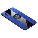 For Huawei P20 XINLI Stitching Cloth Textue Shockproof TPU Protective Case with Ring Holder(Blue)