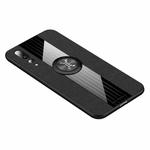 For Huawei P20 Pro XINLI Stitching Cloth Textue Shockproof TPU Protective Case with Ring Holder(Black)